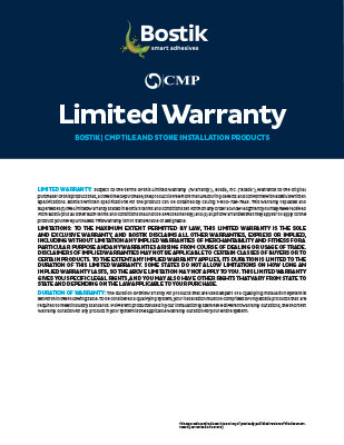 T3623 BostikCMP TileAndStone InstallationProducts LimitedWarranty